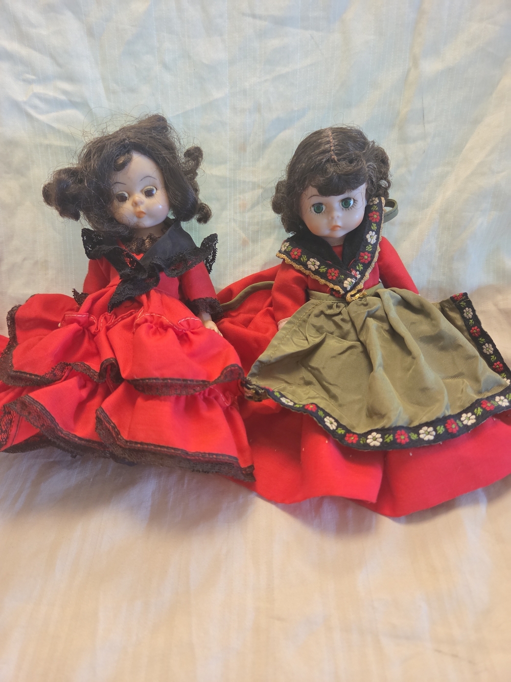 Pair of Vintage Madame Alexander 7 In Dolls Spain Sweeden Dress